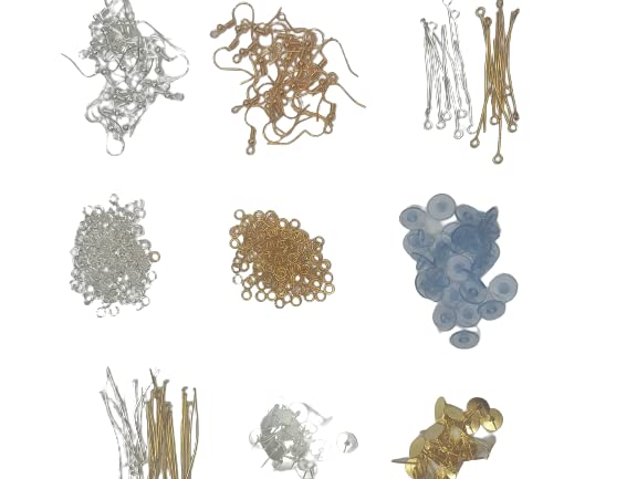 Art n Craft Alloy Jewel Making Combo Earring Making Hooks and Jump Ring and I Pin and Studs Each 20Pcs (Multicolour), Metal