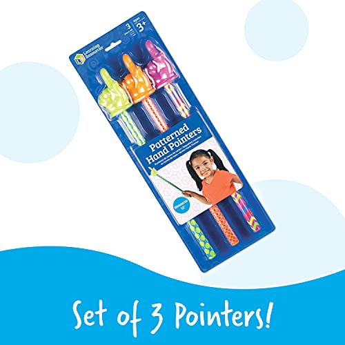 Image of Learning Resources 15 inch Patterned Hand Pointers, Set of 3 - Pointer Finger Stick, Teacher for Classroom for, Focus for Reading, Presentation Tools