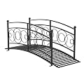 Kinsunny 6 Ft Garden Bridge - Metal Footbridge for Outdoors, Safety Side Rails with Fashionable Patterns, Decorative Garden Arch Walkway for Stream, Pond, Creek, Black