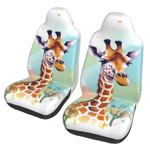Housses de siège de voiture respirantes et universelles avec motif girafe artistique avant