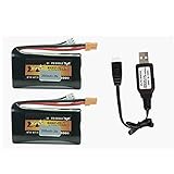 CBB 7.4V 2000mAh Lipo Battery for Huina 580 550 583 582 RC Excavator RC Vehicles RC Truck 2 Pack with USB Charger