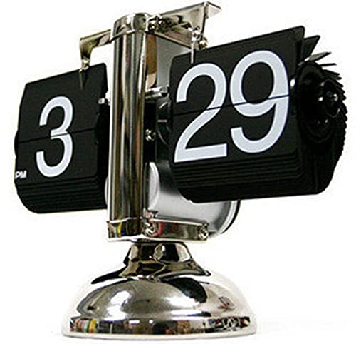 XHONG Digital Balance Clock For Kids, Retro Desk Table Flip Clock For Home Office, Stainless Steel Unique Turning Bedside Quartz Clock For Gifts Decoration (Color : 4)