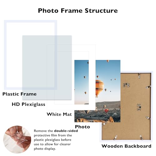 Image of JCJMY 19x25 Picture Frame with 16x22 Mat, Display Photo 16x22 with Mat or 19 x 25 Without Mat, Wall Hanging Large 19 by 25 Poster Frame with Plexiglass, White