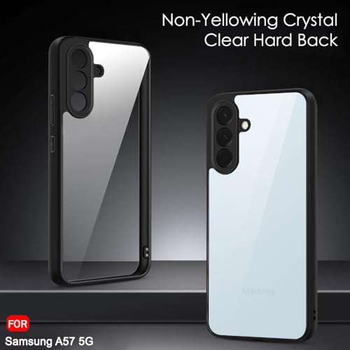 Image of TheGiftKart Back Cover for Samsung Galaxy A57 5G Case | Ultra-Hybrid Shockproof Sleek Armor | 360 Protection | Crystal Clear Hard Back Transparent Galaxy A57 Back Cover (PC & TPU, Black Bumper)