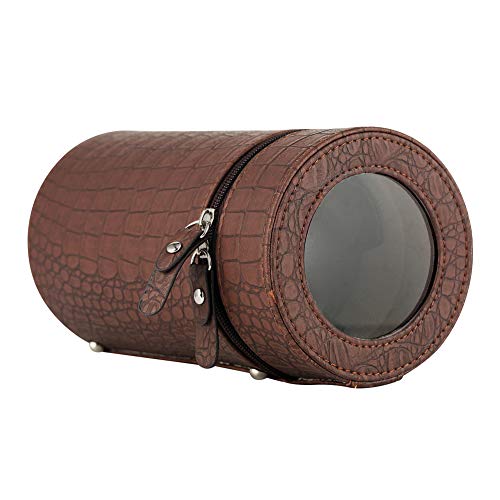 Preisvergleich Produktbild Aufbewahrungsbox für Armbanduhren, vertriebenes USB-Kabel, drehbar, klassisch, braun, Krokodilmuster, Leder-Displaykasten, Zylinderstummschaltung, automatischer Uhrenbeweger