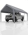 GarveeLife 20'x 10'x 11' Windproof Carport Top Replacement Cover Grey Heavy-Duty Garage Top Tent Shelter Tarp Waterproof & UV Protected (Top Cover ONLY, Frame Not Included)