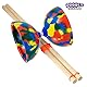 Juggle Dream Jester Diabolo Jonglierset – Fester Achse Profi-Diabolo mit Hölzernen Handstäben, Online-Lernvideo – Jonglierspielzeug (Mehrfarbig)