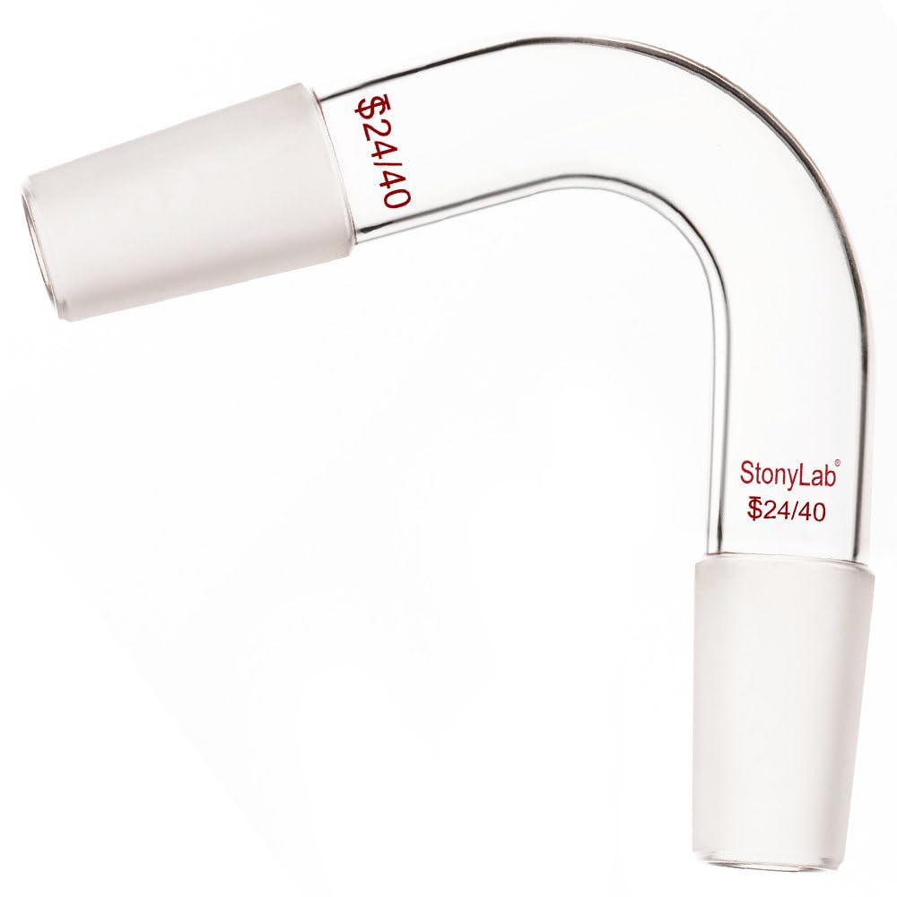 stonylabGlass 75 Degree Distillation Adapter, Borosilicate Glass Bent Adapter with 24/40 Inner Joints for Laboratory Lab Supply