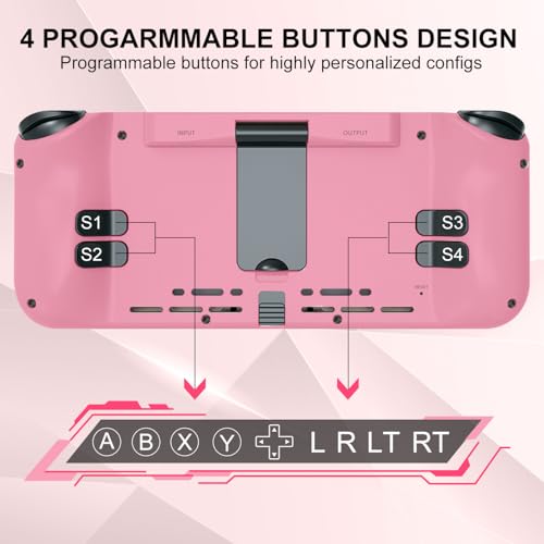 BUERTT Switch Controller for Nintendo Switch/OLED,Hall Effect One-Piece Joypad Controller Replacement for Switch Pro Controller,Full-Size Ergonomic Handheld Mode Controller with RGB/Programming,Pink