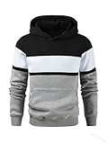 Haloumoning Boys Color Block Pullover Hoodies Kids Fashion Hooded Sweatshirts with Kangaroo Pockets Grey