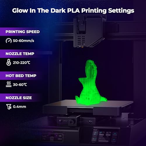 Image of AMOLEN PLA 3D PLA Printer Filament, 1.75mm Glow in The Dark Green PLA Filament for 3D Printing, 1kg(2.2lbs) Spool, Dimensional Accuracy + /- 0.02 mm, Compatible with Most 3D FDM Printer