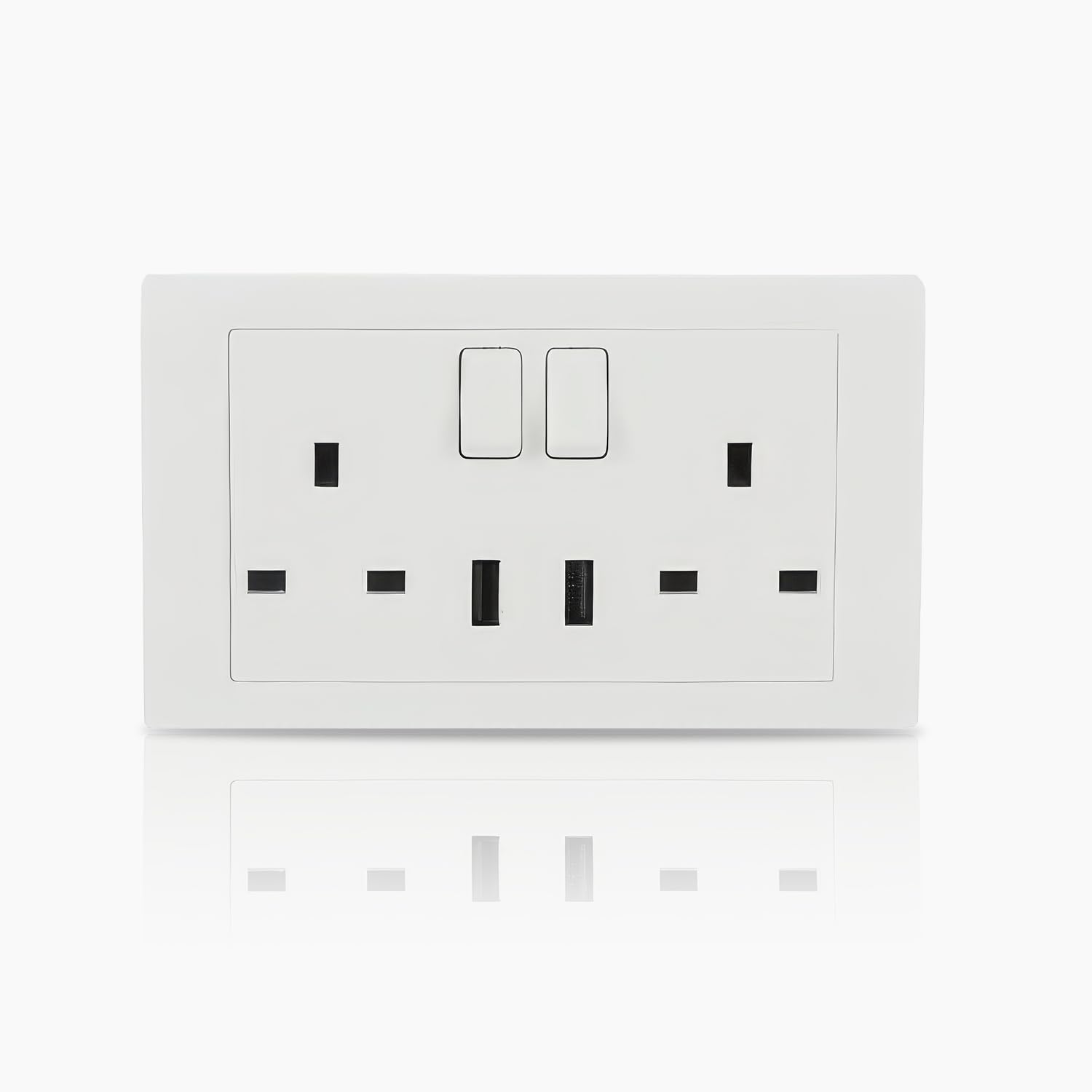 ABB ABB Inora 2 Gang Switched 13A USB Plug Socket • Premium 13amp Plug Socket • Double Pole • White • USB Port • Safe, Reliable, and Functional