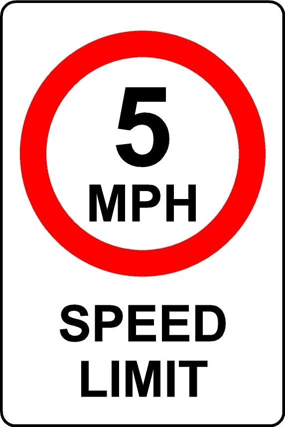 5mph speed limit safety sign - Self adhesive sticker (300mm x 200mm)