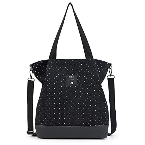 KALIDI Groß Damen Umhängetasche/Handtasche Canvas Tasche Schultertasche Totepack Shopper Casual Hobo Bag Crossbody Bag für Schule Büro Arbeit Reisen Ausflug Einkauf,black Cover