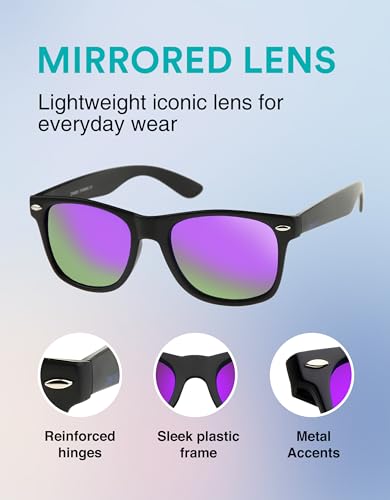 Image of zeroUV - Classic Colored Mirror Lens Square Horn Rimmed Sunglasses for Men Women