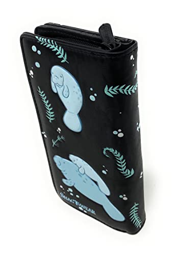 Shag Wear Manatee Playhouse Large Summer Animal Wallet for Women Faux Vegan Leather 7" Black2