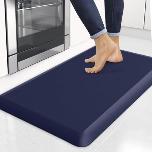 Image of 4 /5 Inch Thick Kitchen Mats for Floor, StepRite Kitchen Rug for Standing Desk, Non-Slip, Thicker, Stain & Water Resistant, Comfort Anti Fatigue Floor Mat for Home, Kitchen, Office - Blue,32 * 20''