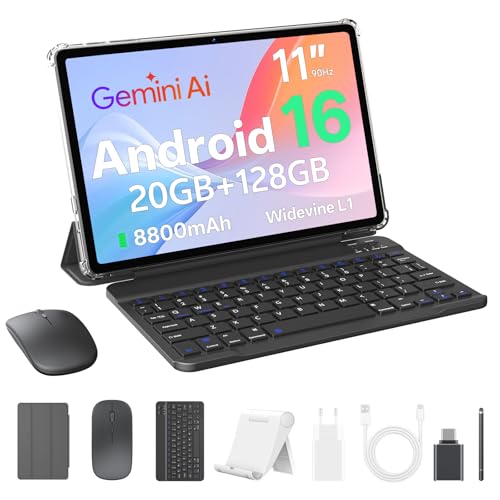 [Batteria da 8800 mAh con protezione della temperatura NTC]. Il tablet SVITOO da 11 pollici dispone di una batteria da 8800 mAh protetta da NTC per fino a 14 ore di video, 10 ore di gioco o 15 ore di navigazione. Grazie a Android 15 e al chip T7250 a risparmio energetico, il tablet rimane operativo più a lungo durante i viaggi. ⏳