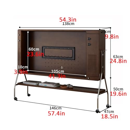 Soporte móvil para TV con ruedas 360° color marrón miniatura 7