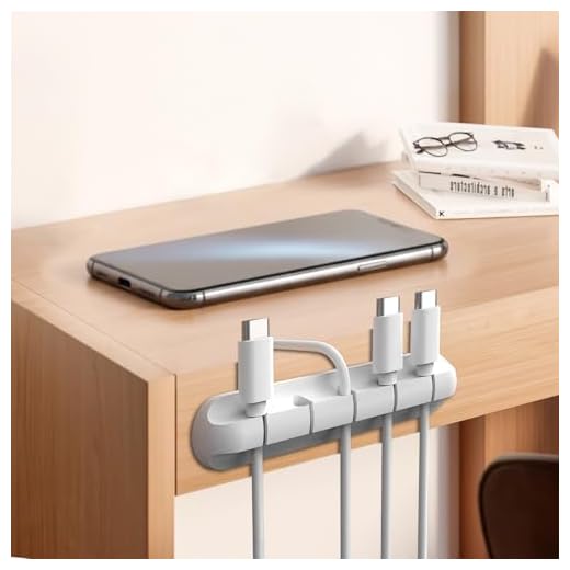 3-Pack White Cable Organizer, 5-Port Desk Cord Management Holder for Charger and Data Wires