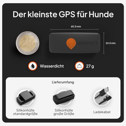 Weenect XS für Hunde - Mini GPS-Tracker für Hunde | GPS-Tracking in Echtzeit | Kleinstes Modell auf dem Markt | Abonnement | Wasserdicht