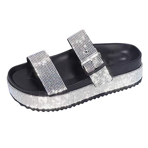 Haoricu HAORICU_2357 Ladies Party Casual Slipper Women'S Slippers Glitter Crystal Sandals Roman Style Flat Slip thumb #5