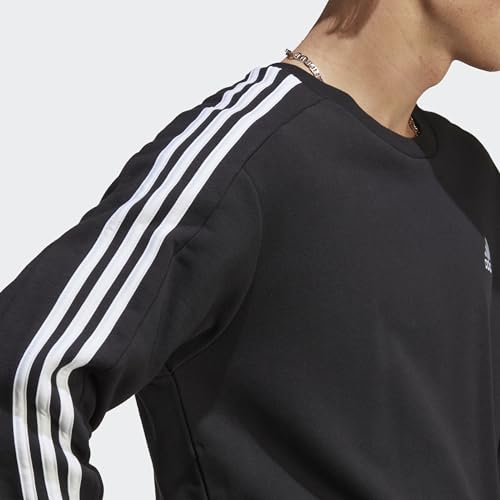 adidas Men's Essentials French Terry 3-Stripes Sweatshirt, Black, M - Image 4