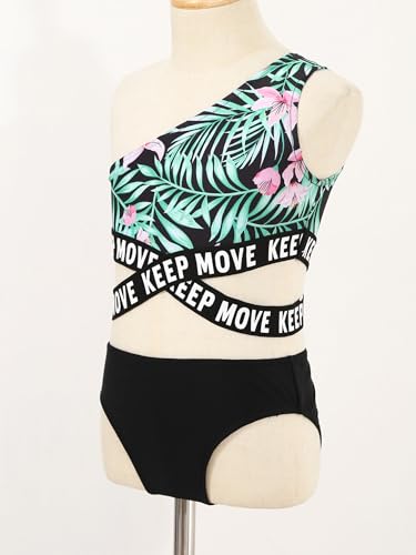 Kids Girls 3 Piece Bathing Suit Printed Tankini Bikini Set Summer Hawaiian Beach Skirt Swimsuit4