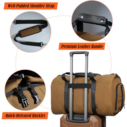 Image of WELKINLAND 2-Suit Garment Duffle Bags for Travel Men, 60L-Large Carry on Garment Duffel Bag, Convertible Garment Duffel Bag w /Shoe Compartment, Foldable Garment Bags for Hanging Clothes Travel