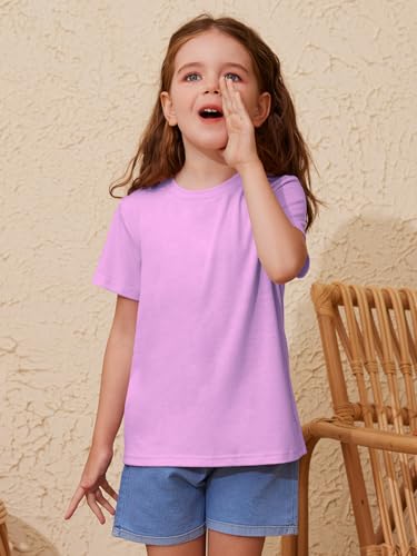 Image of ZDC Girls' Short Sleeve Shirts Kids Crewneck T-Shirts Summer Tops Basic Tees 5-14 Years