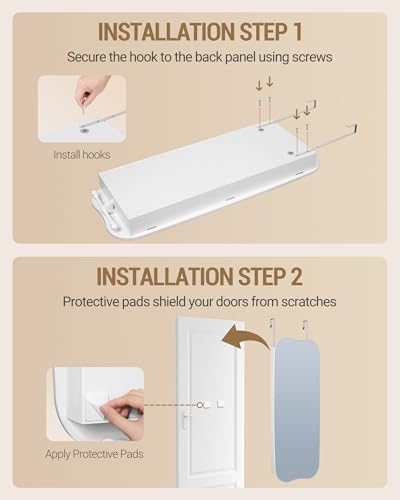 Hzuaneri Espejo Joyero de Pared Armario para Joyas e 6 LED, Montar en Pared o Puerta, con Candado, Espejo Interior, para Pendiente Collar, Blanco JC36603BE - imagen 5