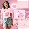 Qskall Breast Cancer T-Shirt for Women Pink Ribbon Tshirt Cancer Awareness Inspirational Tee Top #5