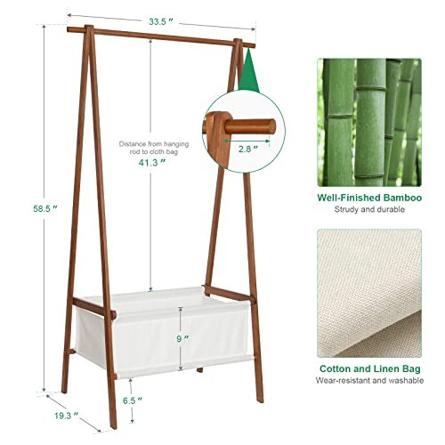 Jotsport Bamboo Clothing Rack Foldable Clothes Hanging Stand With Cloth Storage Bag For Laundry, Bedroom, Guest Room, Entryway, Dressing Room #TOP5