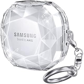 AhaStyle Compatible with Samsung Galaxy Buds 2 Pro Case/ Galaxy Buds 2 Case/ Galaxy Buds Pro Case/ Galaxy Buds Live Case Hard PC Shockproof Case Crystal Shape Protective Cover with Keychain (Clear)
