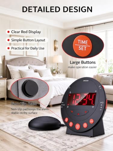 ChayWillow Vibrating Alarm Clock with Bed Shaker, Dual USB Charger - image 8