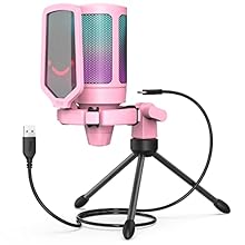 Charming Design-The fresh and refined pink color microphone is a pearl for Macaroon color fans. Create a pink zone with your lovely headset, mouse and keyboard. Automatically changing bi-color RGB lights make your gaming setup even more brilliant. Yo...