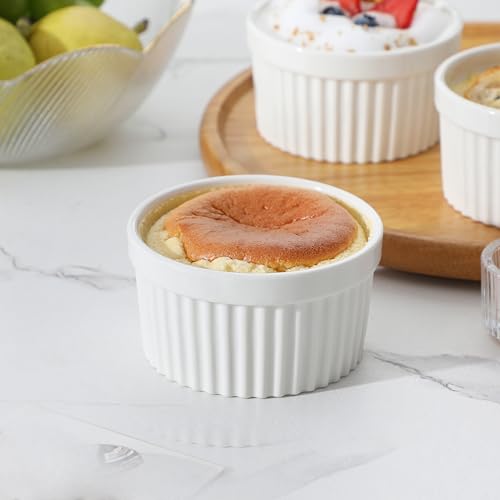 MALACASA Ramekins 8 oz Oven Safe, Porcelain Creme Brulee Ramekins Pudding Custard Cups Ceramic Souffle Dishes Ramakan Ramiken Ramicans Baking Bowls Set of 6, White, Series Ramekin-Dish by MALACASA - Image 9