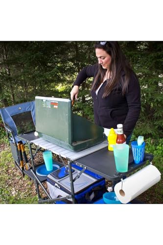 Image of GCI OUTDOOR Slim-Fold Cook Station | Portable Folding Kitchen Table with a Heat Resistant Tabletop, 4 Side Tables & Storage Rack, Perfect for Picnics & Camping Trips