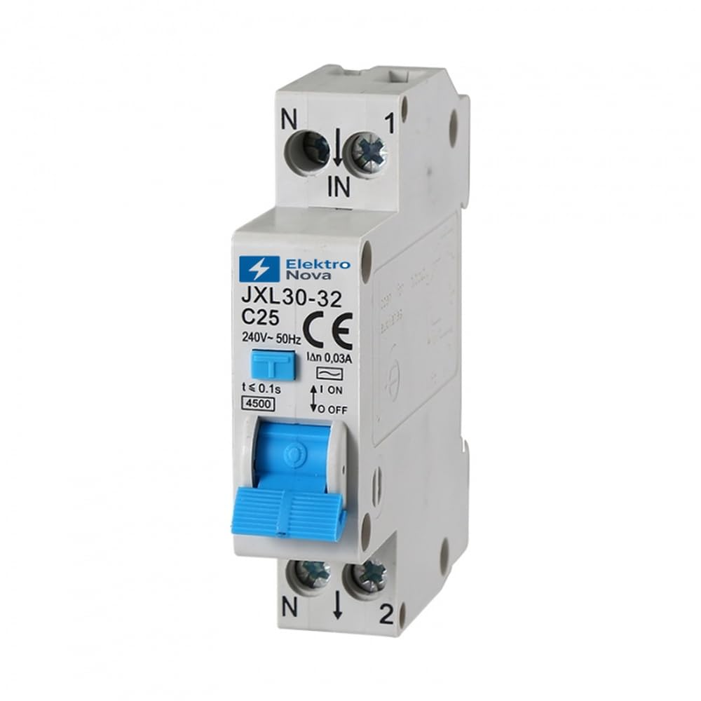 ELEKTRONOVA Interruptor magnetotérmico diferencial 1P+N 25A 4.5kA 30mA - 1 módulos DIN - 220V