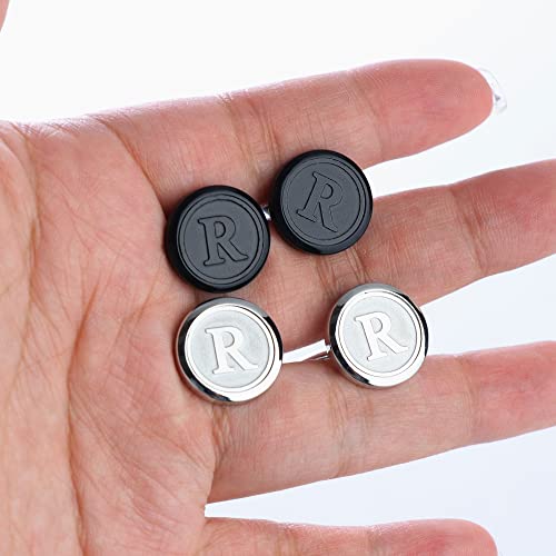 Orazio Cufflinks For Men Engraved Initials Cufflinks Silver Black Set Stainless Steel Tuxedo Shirt Cuff Links Letter Alphabet A-Z Gift With Box For Wedding,Dad,Groom,Groommen,Husband(R) #TOP1