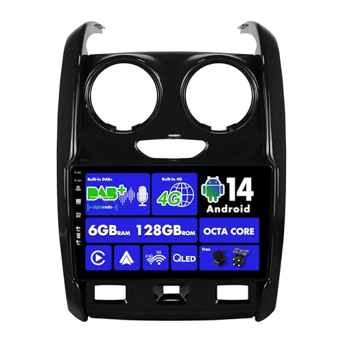SXAUTO 『Built-in 4G / Dab』Android 15-6G+128G Autoradio pour Renault Duster (2015-2017) - sans Fil Carplay/Android Auto/DSP - LED Caméra + MIC - 9 Pouce 2...