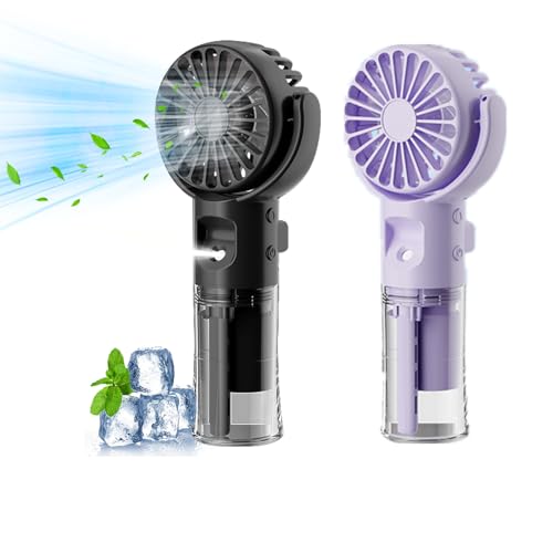 Xevinas 2stk Handventilator, Mini Ventilator Mit Wassernebel, 4...