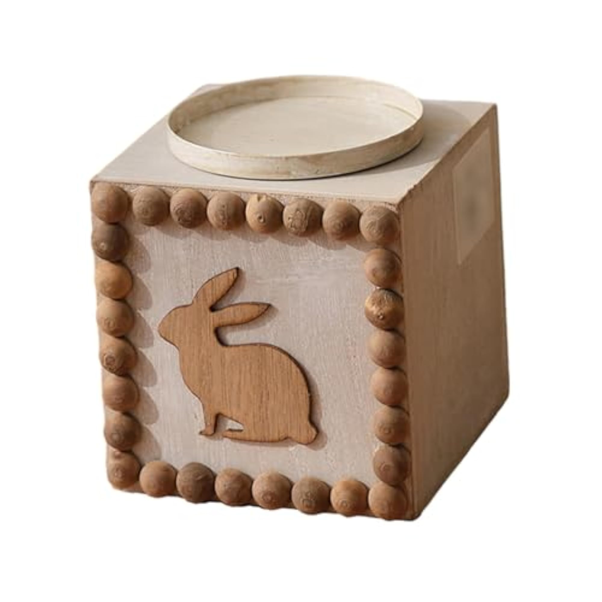 Wooden Candle Holder Rabbit Printed Candlesticks