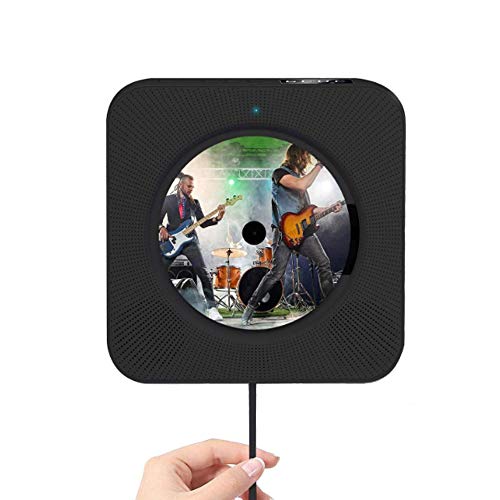 Tragbarer CD Player mit Bluetooth, Wandmontierbarer CD-Musik-Player mit Staubschutz Heim-Audio-Boombox mit Fernbedienung,FM-Radio, USB mp3