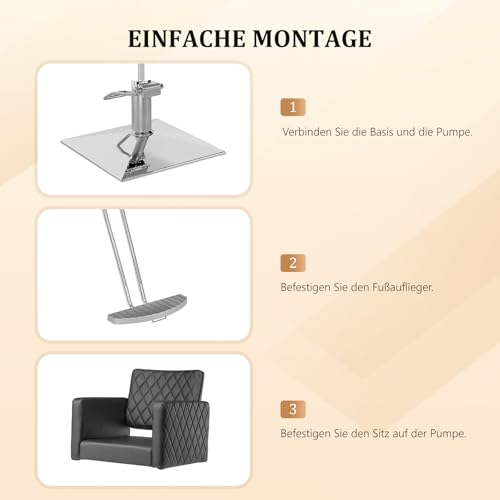 Bonnlo Friseurstuhl höhenverstellbar 90-105 cm, Barber Stuhl 360°Drehbar & 150 kg Tragkraft, Friseur Stuhl mit Fußauflage & offnener Rückenlehne, Barberstuhl aus PVC-Leder, Schwarz