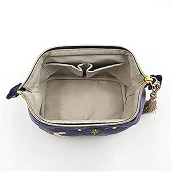 Amazon | Ladruph 化粧ポーチ ベルベット ネイビー 月 星 太陽