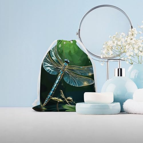 Drawstring Storage Bag Sports Cinch Sack Dragonfly Green Gym String Bags for Travel Swimming Beach4