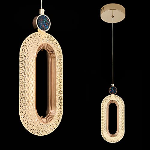 Suspension acrylique LED or rose pour îlot de cuisine et salle à manger moderne