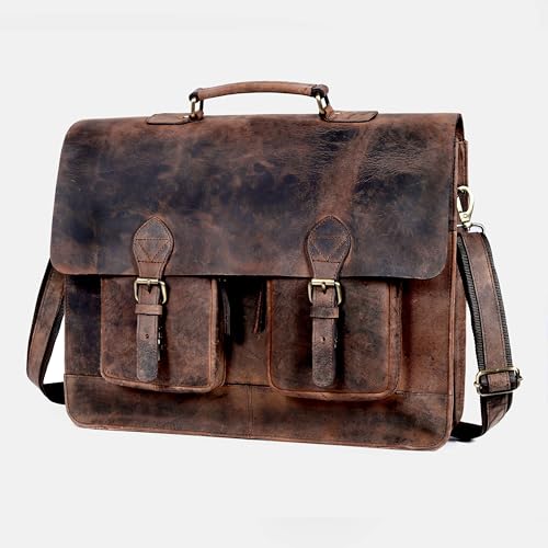 20 Inch Retro Brown Laptop Messenger Bag Office Briefcase Crossbody Travel Bag For Men And Women Bag Office Laptop Bag