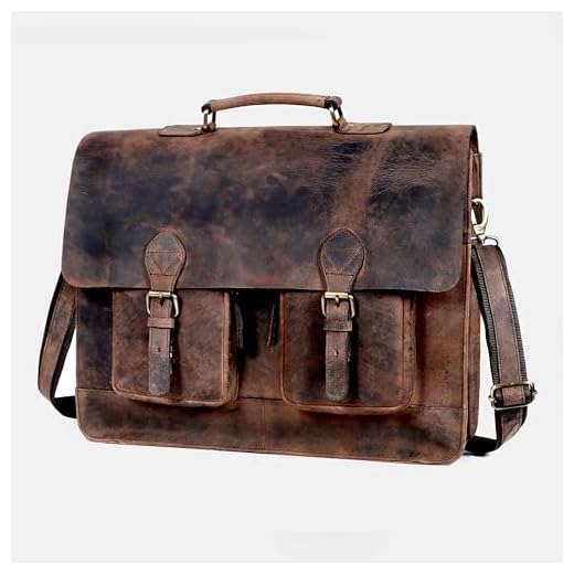 Retro Buffalo Leather Laptop Messenger Bag